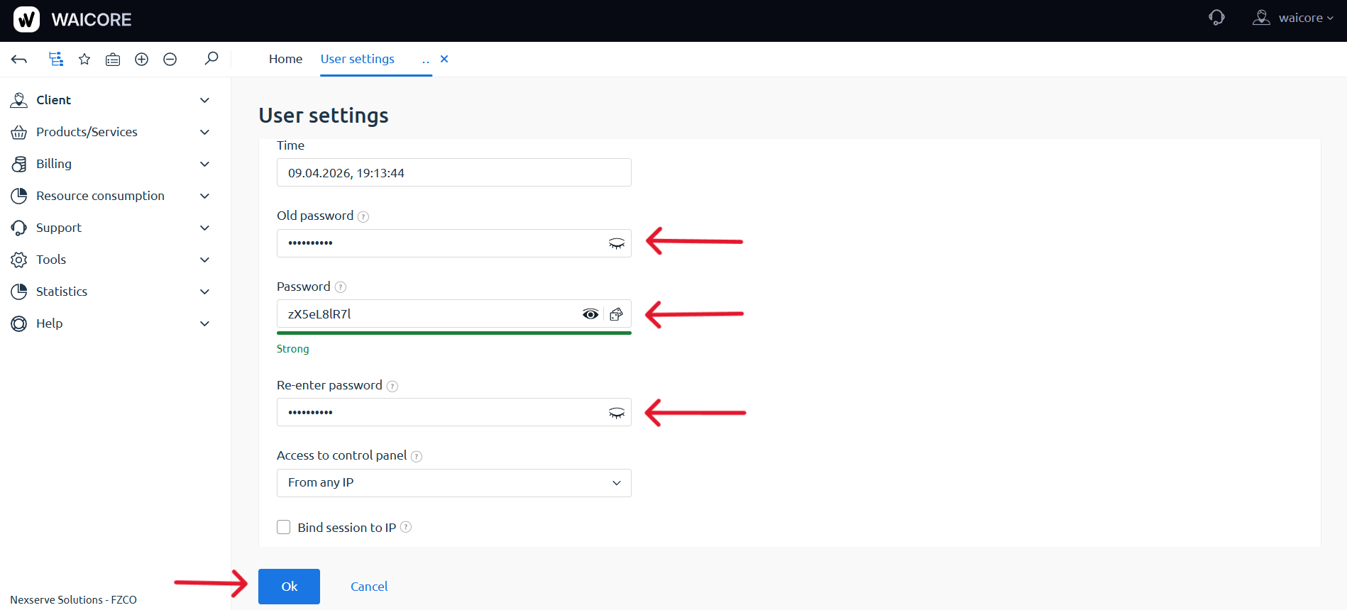 Confirm password change