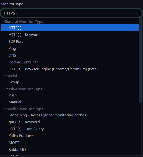 Choose monitor type