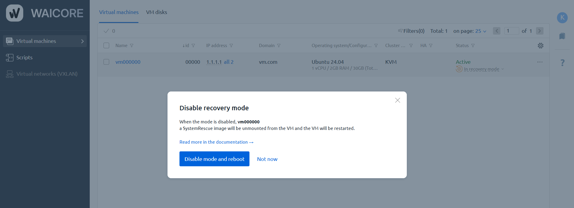 Disable mode and reboot